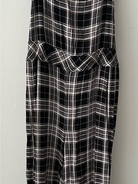 Black tan and White Plaid overalls